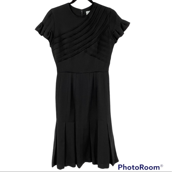 TRACY REESE New York Black Pleated Dress SZ 4 Form Fitting Cocktail Dresses - Picture 7 of 7